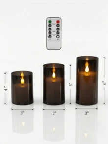 1/2/3pcs Flameless LED Candles With Remote Timer - Dimmable Flame Effect, Realistic Flickering Function, 3D Flame, Indoor Tabletop Candles, Suitable For Home Decor, Wedding, Christmas, Party, Gift, Garden (Black) - Black - View 8
