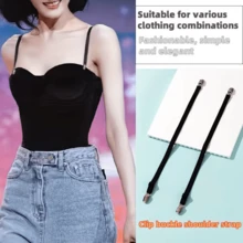2/4/6Pcs Adjustable Buckle Shoulder Straps, 3 Colors Available: White, Black, Transparent, Suitable For Lingerie, Camisole And Clothing Anti-Slip Elastic Replacement Extension Straps, Tablecloth Fixing Elastic Bands, Duckbill Buckle Replacement Extension Straps - Multicolor - View 3