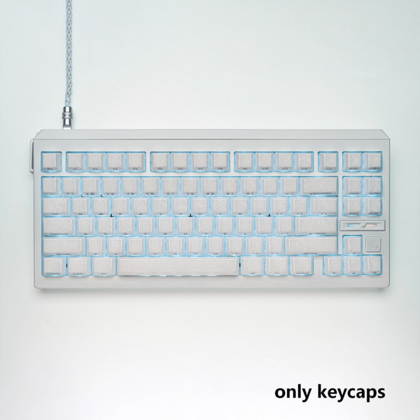 126 Keys White Crystal Carbon Fiber Texture Keycaps ABS+PC Material Original Height Side-Printed Translucent Mechanical Keyboard Keycaps Compatible With 61/64/75/87/980