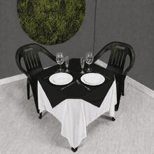 Kit 20 Toalhas de Mesa Branca 1,5x1,5m + Cobre Mancha Colorido - Preto - Visão 2