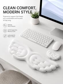 Kreatives Engel-Flügel-Silikon-Handgelenkstützkissen, rutschfeste Tastatur- & Maus-Handgelenkauflage, stilvolles ergonomisches Desktop-Accessoire für die tägliche Büroarbeit von Damen - Übersicht 3