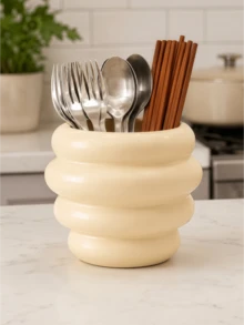 1pc Bubble Design Kitchen Utensil Holder, Glossy Countertop Storage Cup For Spoons, Forks, Chopsticks & Cooking Tools, Cute Kitchen Organizer Decor - Multicolor - View 4