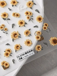 Beautizon Nailartlab 5D向日葵蝴蝶美甲貼紙 自黏式一次性裝飾 女性與女孩適用 春夏秋季指甲美甲用品 - 彩色 - 查看 8