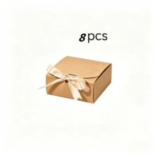 12pcs Kraft Paper Folding Flip Top Gift Boxes With Gold Ribbon, Birthday Wedding Party Favor Gift Packaging Boxes, Valentine's Day And Various Holiday Party Gift Boxes - Brown - View 12
