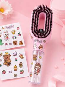 2-In-1 Spray Hairbrush With 6 DIY Stickers, Refillable Spray Brush For Wet And Dry Hair Detangling, Anti-Static Styling Tool, Personalized Hairbrush Gift - Multicolor - View 2