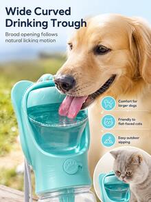 1 Stück moderne tragbare Haustier Wasser- & Futternapf, glatte Schiene verdickter Kunststoff, Unisex, multifunktionale Hundewasserflasche, eleganter Farbblock Welpen-Fütterungsnapf, geeignet für Camping, Pendeln, Campus, Wandern, Reisen, Schulanfang Saison Haustierbedarf - Lichtblau - Übersicht 5