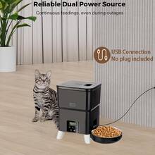 Dispenser Makanan Kering Kucing 2L/67.6oz, Pemberi Makan Otomatis untuk Anjing, Pemberian Makan Terjadwal, Mangkuk Stainless Steel Mudah Dibersihkan, Ditenagai Kabel USB, Kontrol Porsi yang Dapat Diprogram, Cocok untuk Kucing dan Anjing Kecil, Pemberian Makan Otomatis Harian - 2L - View 6