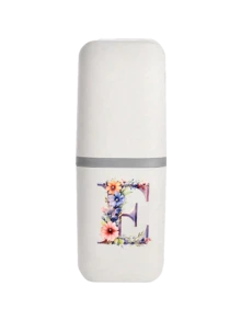 OBOVAY 1件 A-Z 首字母花卉旅行牙刷架，便攜式 2 合 1 牙刷與牙膏收納杯，個性化字母浴室收納盒，適用於旅行與日常使用，適合出差、露營與校園生活，針對旅行者、學生與送禮者，適用於復活節、母親節與送禮場合，可作為旅行盥洗用品盒與浴室配件使用 - 彩色 - 查看 13
