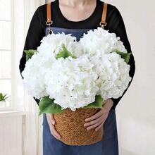 Artificial White Hydrangea Bouquet, High-Quality Faux Flowers, Suitable For DIY Wedding Flower Basket, Bridal Bouquet, Birthday Party, Outdoor Home Decor, Holiday Gift, Also For Home Restaurant, Bedroom, Holiday Birthday Party, Outdoor Garden Decor, Spring Decor, Garden Decor - White - View 2