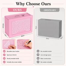 KKC 10K Money Saving Challenge Box, Wooden Cash Vault Piggy Bank With Digital Counter And Target Numbers, Fun Budgeting Box For Adults, Teens, Family And Office Desk - View 7