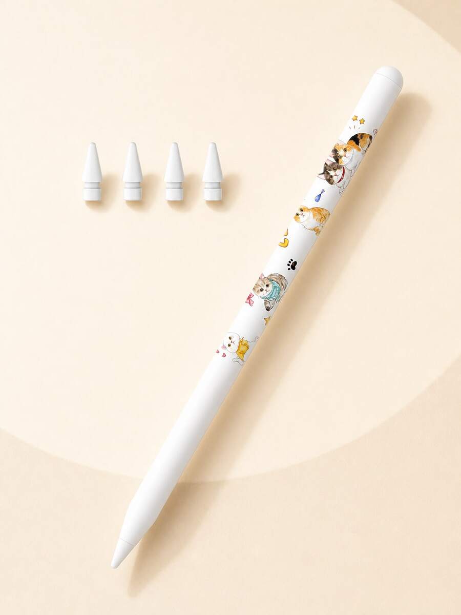 Cute Cat Stylus Pen Compatible With Ipad Pencil Compatible With Ipad, Type-C Charging Stylus Pen, Compatible With Apple Pro 11" 1/2/3/4, Pro 12.9" 3/4/5/6, Air 3/4/5, Mini 5/6, 6/7/8/9/10/A16, Air 11"/13" M2/M3, Pro 11"/13" M4/M5, 135mAh - View 1