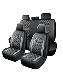 Universal PU Leather Car Seat Covers Full Set, Diamond Pattern Car Seat Protector, Non-Slip Bottom, 2 Front Seats/5 Seats Complete Set, Easy Installation, Suitable For Sedan, SUV And Pickup Truck, Vehicle Interior Accessories - A - View 13