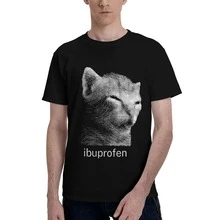 I Have A Headache. Ibuprofen. Washed Cat Print T-Shirts. Hip Hop Streetwear T-Shirts. Men's And Women's Short Sleeve Harajuku Summer Print T-Shirt. Unisex Top. Washed Black Vintage Streetwear Loose T-Shirt. - 黑色 - 查看 2