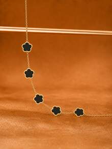 1pc Fashion Stainless Steel Flower Decor Chain Bracelet For Women, Daily Wear - Gold - View 5