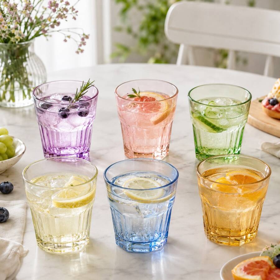 Shoppe house - Set de 6 vasos de vidrio colores surtidos - 300ml - Ver 1