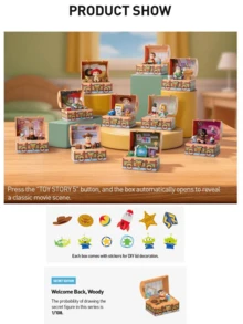 POP MART Disney/Pixar Toy Story 5 Series Blind Box Figures, Toy Story Movie Merchandise Collectibles, Woody & Buzz Lightyear Statue Model Decor, Cute Statue Blind Box, Birthday & Friend Gift Surprise, Back To School Gift, Theme Party Decoration Exquisite Ornament - Multicolor - View 4
