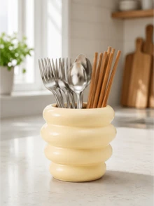 1pc Bubble Design Kitchen Utensil Holder, Glossy Countertop Storage Cup For Spoons, Forks, Chopsticks & Cooking Tools, Cute Kitchen Organizer Decor - Multicolor - View 9