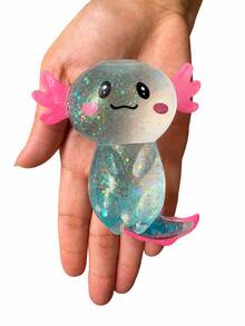 1pc Sequin Axolotl Squishy Toy, Transparent Crystal Axolotl Squeeze Stress Relief Toy, Soft Stretchable Slow Rebound Pressure Relief Desktop Toy, Suitable For Children, Teenagers, Adults, Party Favors, Gift Bag Fillers, Classroom Prizes, Birthday Gifts - Multicolor - View 14