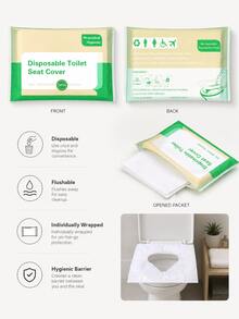 8PCS Travel Essential Disposable Toilet Seat Covers, Waterproof Non-Slip Individually Wrapped Sanitary Toilet Mats, Disposable Protective Cushion For Business Trips, Airplane, Outdoor - Green - View 6