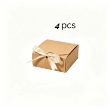 12pcs Kraft Paper Folding Flip Top Gift Boxes With Gold Ribbon, Birthday Wedding Party Favor Gift Packaging Boxes, Valentine's Day And Various Holiday Party Gift Boxes - Brown - View 14