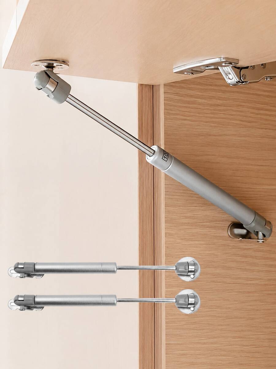 2pcs/1pc 100N/22.5LB Gas Spring Support Rod, Silver Hydraulic Pneumatic Strut, Suitable For Cabinet Doors, Cabinet Lids, Storage Boxes And Furniture, Soft-Opening Cabinet Door Hardware - A (100 Newtons / 22.51 Lbs) - View 1