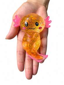 1pc Sequin Axolotl Squishy Toy, Transparent Crystal Axolotl Squeeze Stress Relief Toy, Soft Stretchable Slow Rebound Pressure Relief Desktop Toy, Suitable For Children, Teenagers, Adults, Party Favors, Gift Bag Fillers, Classroom Prizes, Birthday Gifts - Multicolor - View 18