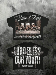 Divine Blessing Depicted At The Last Supper With A Spiritual Message Of Youthful Strength And Hope - Men's Double-Sided T-Shirt - 黑色 - 查看 1
