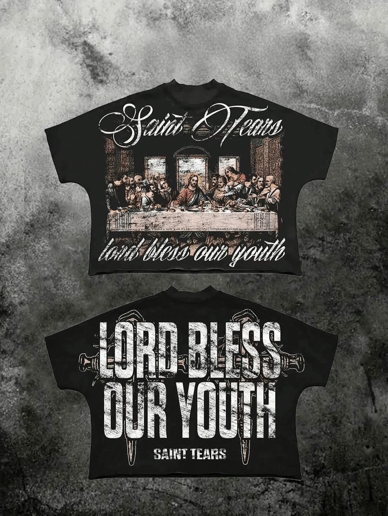 Divine Blessing Depicted At The Last Supper With A Spiritual Message Of Youthful Strength And Hope - Men's Double-Sided T-Shirt - 黑色 - 查看 1