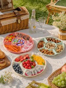 3pcs Divided Serving Trays, 10-Inch Shatterproof Chip & Dip Platter, Melamine Compartment Snack Server, Suitable For BBQ Picnic Party, Dishwasher , Ideal For Fruit, Vegetables, Candy, Snacks, Desserts - Five-grid Plate - View 2