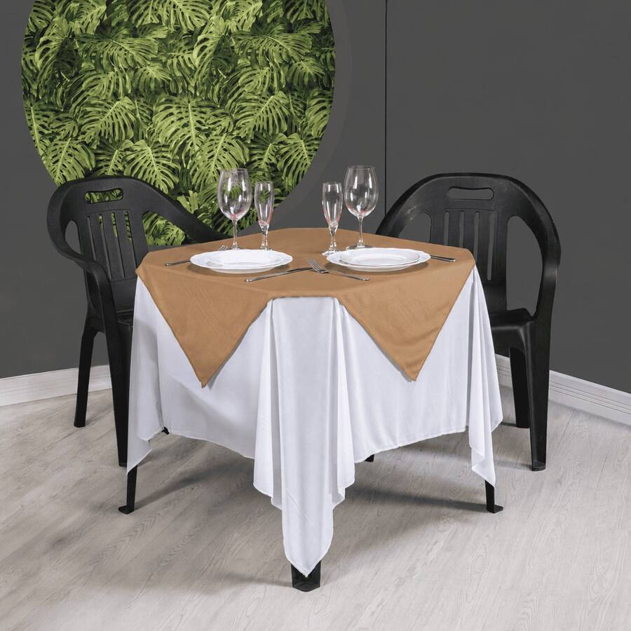 Set Of 20 White Tablecloths 1.5x1.5m + Colorful Table Runners - 米色 - 查看 1
