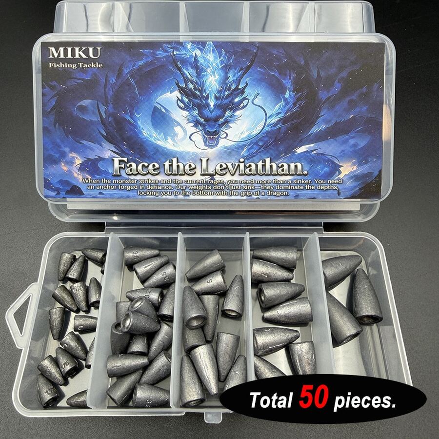 A Set 50pcs High-Carbon Steel Fishing Sinker Set – Texas/Carolina Rig Compatible, Freshwater & Saltwater Bass Weights, Professional Dense Sinkers For All Waters - Grey - View 1