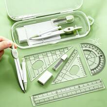 7pcs Student Stationery Geometry Set, With Compass, Protractor, Ruler, Eraser And Other Drawing Tools - Durable ABS Material, Suitable For Daily Office Use - Sets - View 9