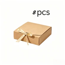 12pcs Kraft Paper Folding Flip Top Gift Boxes With Gold Ribbon, Birthday Wedding Party Favor Gift Packaging Boxes, Valentine's Day And Various Holiday Party Gift Boxes - Brown - View 16