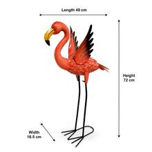 1pc Large Shiny Red Metal Flamingo Ornament, Garden Yard Home Decor - Animal - View 11