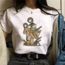 Summer T-Shirt With Cartoon Frog Design, Academy Style, Loose Fit Women's T-Shirt, Fashionable Ulzzang Harajuku Style, Versatile And Cropped - 白色 - 查看 1