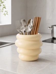 1pc Wavy Bubble Design Kitchen Utensil Holder, Glossy Countertop Storage Cup, Suitable For Spoons, Forks, Chopsticks And Cooking Tools, Cute Kitchen Storage Decor - Multicolor - View 9