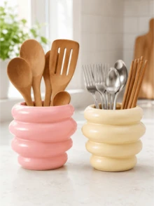 1pc Bubble Design Kitchen Utensil Holder, Glossy Countertop Storage Cup For Spoons, Forks, Chopsticks & Cooking Tools, Cute Kitchen Organizer Decor - Multicolor - View 7