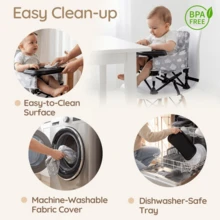 Portable Foldable Baby Beach Chair:Baby Chair With Tray For Baby Boy Girl,Booster Seat For Dining Table For Indoor/Outdoor Use Home Kitchen Travel Use - Grey - View 7