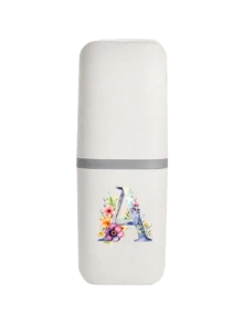 OBOVAY 1件 A-Z 首字母花卉旅行牙刷架，便攜式 2 合 1 牙刷與牙膏收納杯，個性化字母浴室收納盒，適用於旅行與日常使用，適合出差、露營與校園生活，針對旅行者、學生與送禮者，適用於復活節、母親節與送禮場合，可作為旅行盥洗用品盒與浴室配件使用 - 彩色 - 查看 15