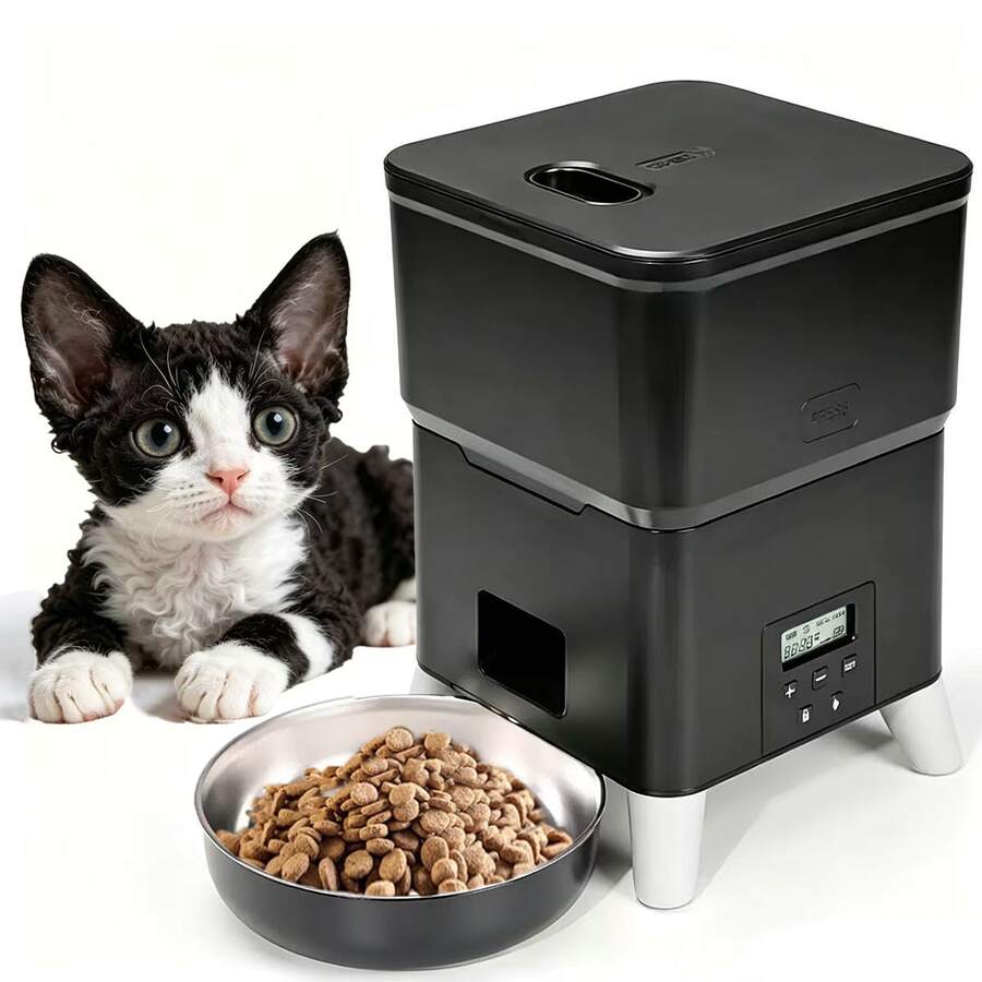 Dispenser Makanan Kering Kucing 2L/67.6oz, Pemberi Makan Otomatis untuk Anjing, Pemberian Makan Terjadwal, Mangkuk Stainless Steel Mudah Dibersihkan, Ditenagai Kabel USB, Kontrol Porsi yang Dapat Diprogram, Cocok untuk Kucing dan Anjing Kecil, Pemberian Makan Otomatis Harian - 2L - View 1