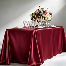 1 buah Taplak Meja Satin Persegi Panjang 145*180cm/145*260cm Kain Satin Halus, Cocok Untuk Meja Makan Pesta Pernikahan, Resepsi Pernikahan, Perjamuan dan Pesta (Tersedia Berbagai Warna) - 1PC - View 3