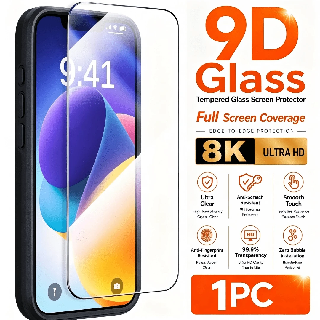 XINHONGYU 1片 9D 高清鋼化玻璃螢幕保護貼,9H+ 硬度,防碎耐用,相容 17 Pro Max、Air 16、15、14、13、16、12、11 Pro Max,相容 X、XR、XS Max、7、14 Plus,防水、防摔、防刮、防指紋,全螢幕覆蓋 - 無色 - 查看 1