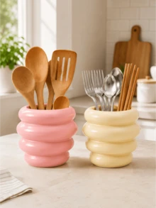 1pc Bubble Design Kitchen Utensil Holder, Glossy Countertop Storage Cup For Spoons, Forks, Chopsticks & Cooking Tools, Cute Kitchen Organizer Decor - Multicolor - View 10