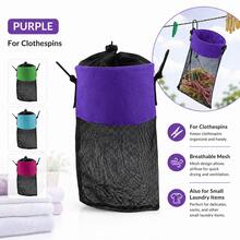 1-2pcs Mesh Clothespin Bag With Drawstring Closure, Hanging Clothes Peg Holder With Strap And Metal Hooks, Wide Mouth Laundry Storage Organizer - Multicolor - View 16