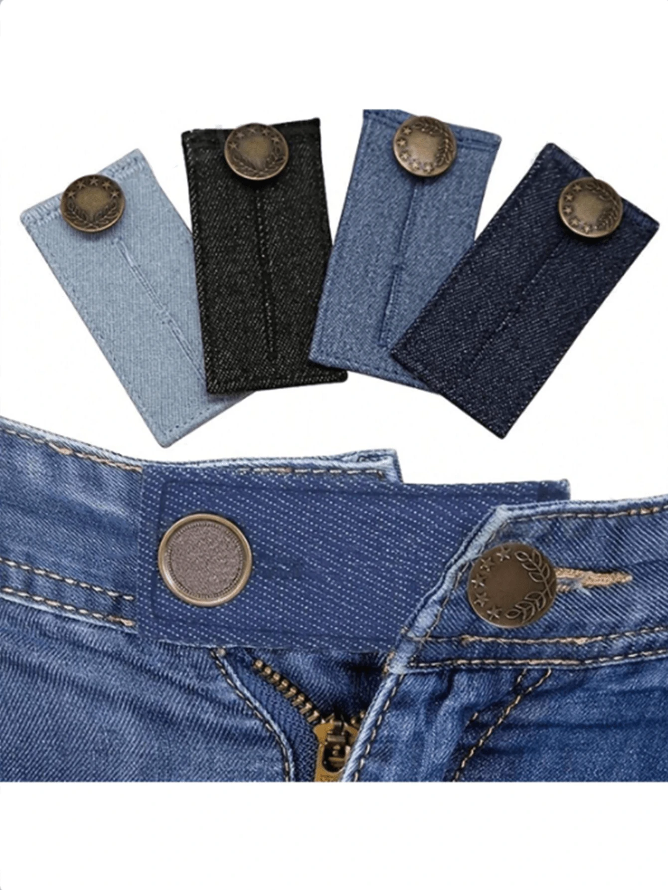 Pants Expansion Buttons, Jeans Waist Extender, Long Buckle Pants Hook, Elastic Adjustment Waist Buckle, Belt Extender Buckle, Quilting Supplies - A - View 1
