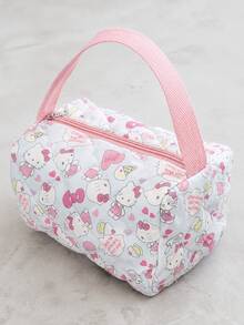 MINISO Sanrio Hello Kitty Quilted Makeup Bag, Portable With Handle Cosmetic Storage Bag, Cute Travel Toiletry Bag, Suitable For Skincare Products And Daily Storage - Multicolor - View 1