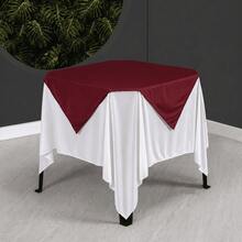 Set Of 20 White Tablecloths 1.5x1.5m + Colorful Table Runners - 酒紅色 - 查看 3