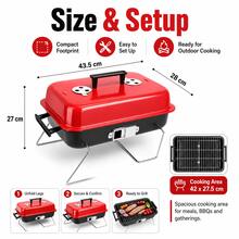 Portable Outdoor BBQ Grill With Lid, Foldable Small Charcoal Grill, Mini BBQ Stove For Beach, Camping And Home Use - Multicolor - View 4