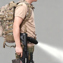 1pc Nylon Tactical Flashlight Holster, 360° Rotatable Clip MOLLE Flashlight Mount, Outdoor Hiking Airgun Waist Belt Gear Pouch - Black - View 10