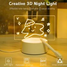 1pc Solid Color DIY Acrylic 3D Night Light, Customizable DIY, USB Universal Power Supply, Visual Atmosphere LED Lamp Decor, Suitable For Memo, Gift, Home Decoration, Daily Entertainment, Etc. - Rectangular DIY Board - View 9